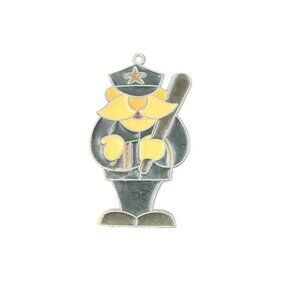 Vintage Stained Glass Style Policeman Suncatcher Window Hanging Enamel Metal
